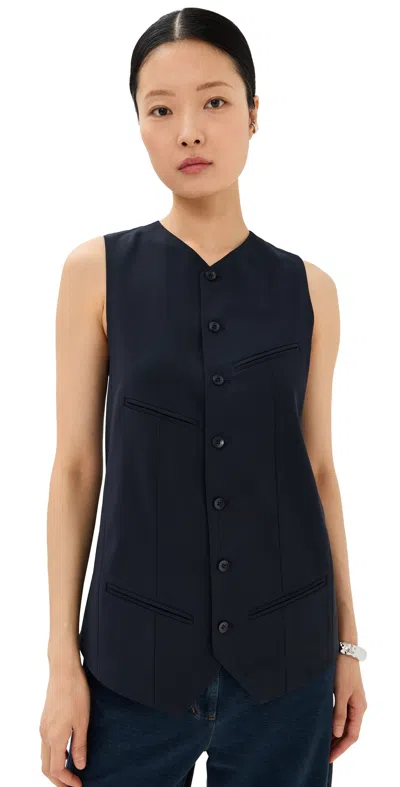 Tibi Tropical Wool Easy Vest Navy
