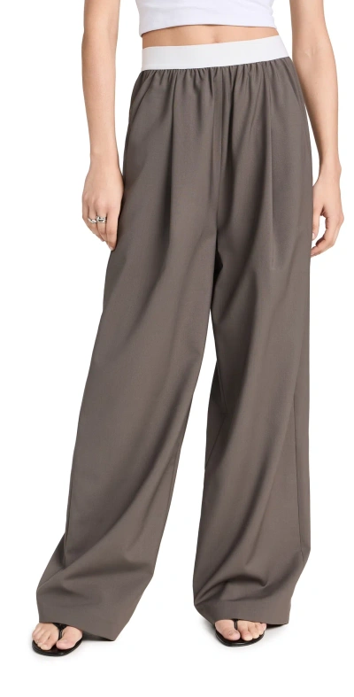 Tibi Tropical Wool Marit Pullon Pants Dark Stone