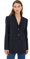 Tibi Tropical Wool Max Blazer Navy In Navy