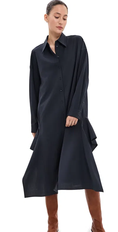 Tibi Tropical Wool Shirtdress Navy