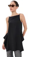 Tibi Tropical Wool Side Drape Top Black In Black