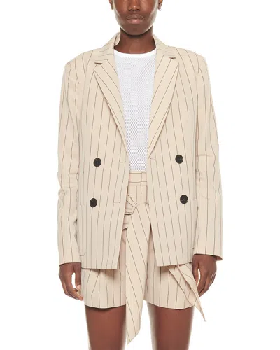 Tibi Tropical Wool Stripe Suiting Blazer In Neutral