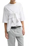 Tibi Tshirt Program Tie Front Tee In White In White