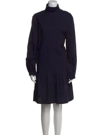 Pre-owned Tibi Turtleneck Knee-length Dress In Blue
