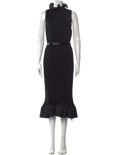 Pre-owned Tibi Turtleneck Long Dress In Black