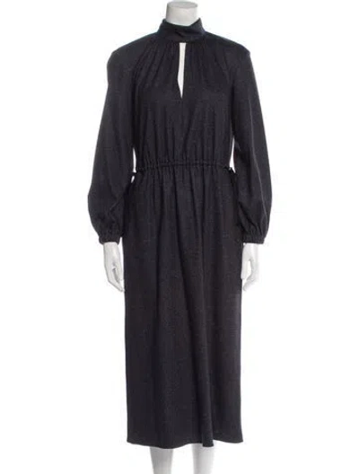Pre-owned Tibi Turtleneck Long Dress In Blue