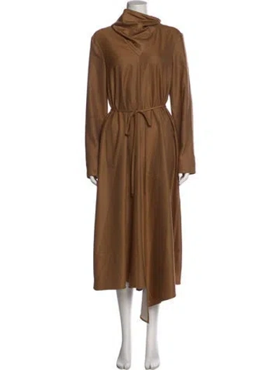 Pre-owned Tibi Turtleneck Long Dress In Brown