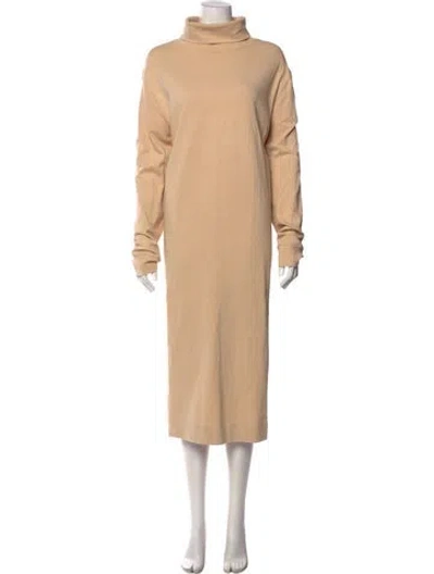 Pre-owned Tibi Turtleneck Long Dress In Neutral