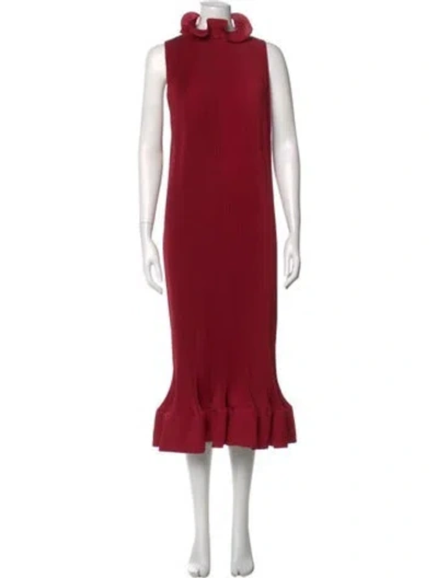 Pre-owned Tibi Turtleneck Long Dress In Red