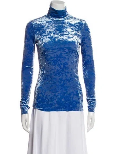 Pre-owned Tibi Turtleneck Long Sleeve Top In Blue