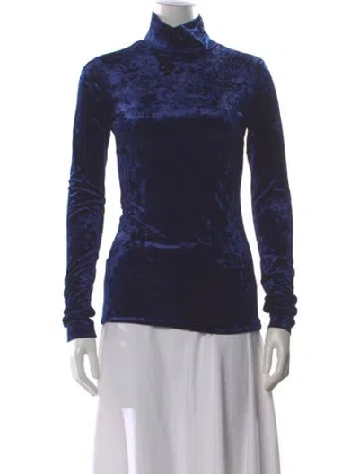 Pre-owned Tibi Turtleneck Long Sleeve Top In Blue