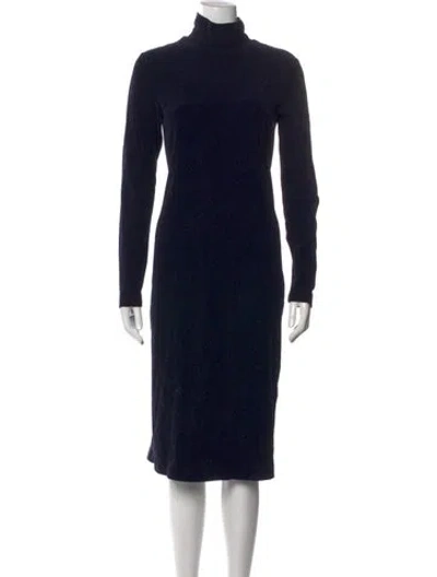 Pre-owned Tibi Turtleneck Midi Length Dress In Blue