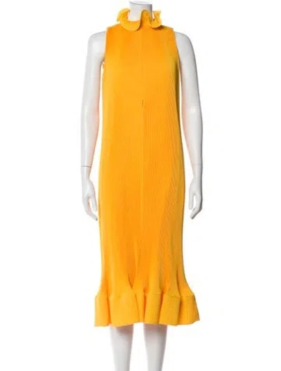 Pre-owned Tibi Turtleneck Midi Length Dress In Yellow