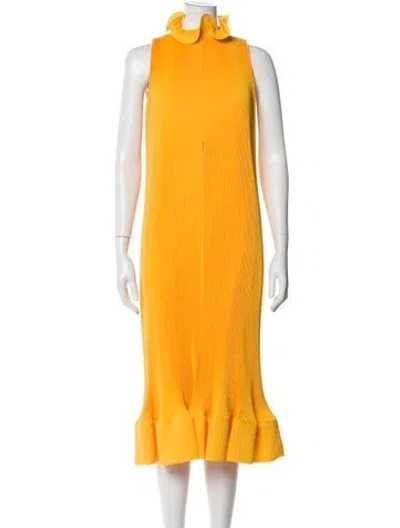 Pre-owned Tibi Turtleneck Midi Length Dress In Yellow