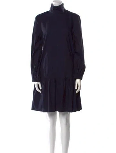 Pre-owned Tibi Turtleneck Mini Dress In Blue