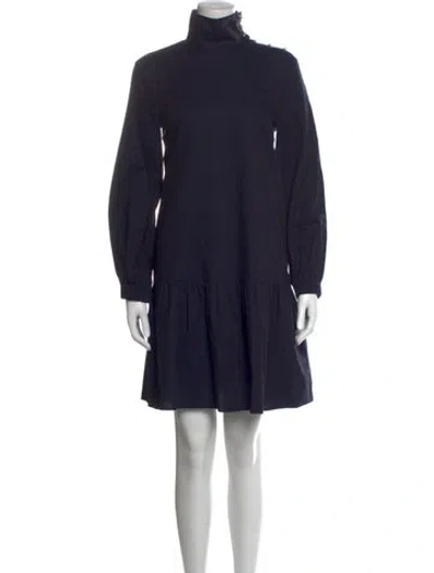 Pre-owned Tibi Turtleneck Mini Dress In Blue