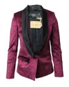 Tibi Tuxedo And Pants Set In Maroon Velvet In Red