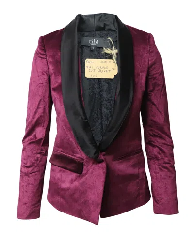Tibi Tuxedo And Pants Set In Maroon Velvet In Red
