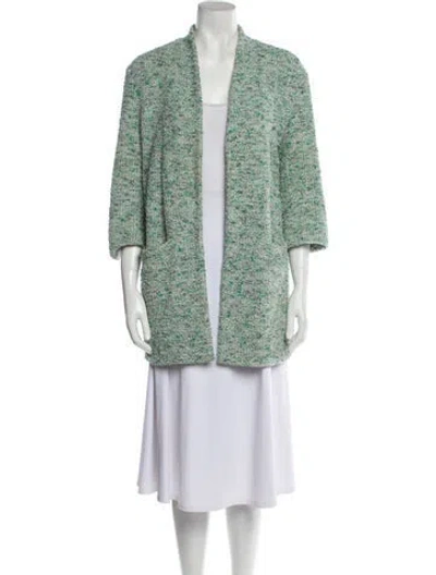 Pre-owned Tibi Tweed Pattern Coat In Green