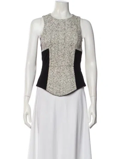 Pre-owned Tibi Tweed Pattern Crew Neck Top In Black