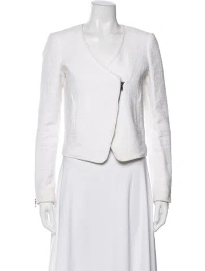 Pre-owned Tibi Tweed Pattern Jacket In White