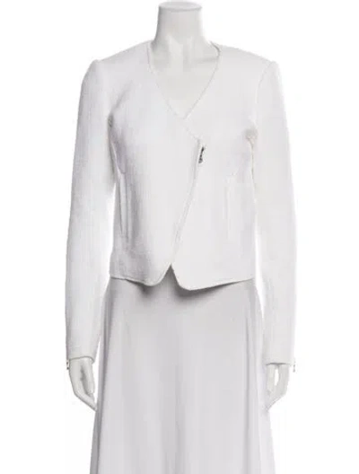 Pre-owned Tibi Tweed Pattern Jacket In White