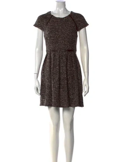 Pre-owned Tibi Tweed Pattern Mini Dress In Brown