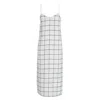 Tibi Twill Windowpane Slip Dress In White/black