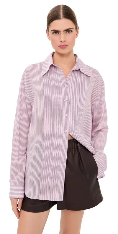 Tibi Ultra Light Striped Pintucked Shirt Pink Multi