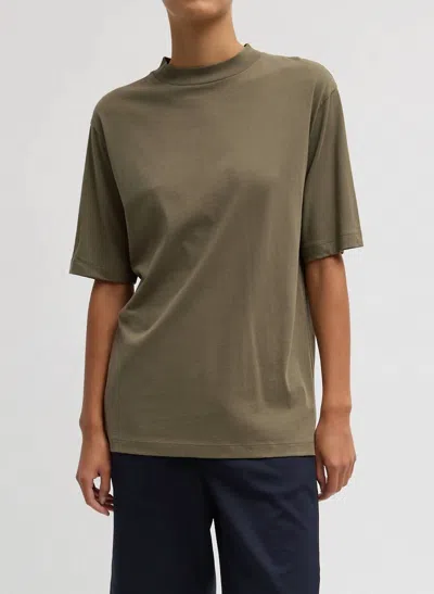 Tibi Unisex - Mock Neck T-shirt In Dune In Green