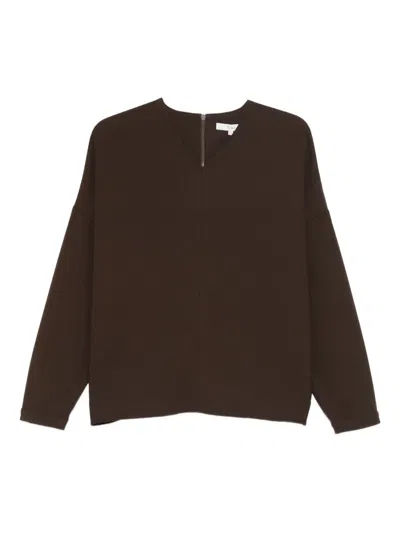 Tibi V-neck Blouse In Brown