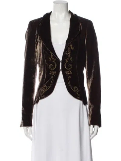Pre-owned Tibi Velour Evening Jacket In Brown