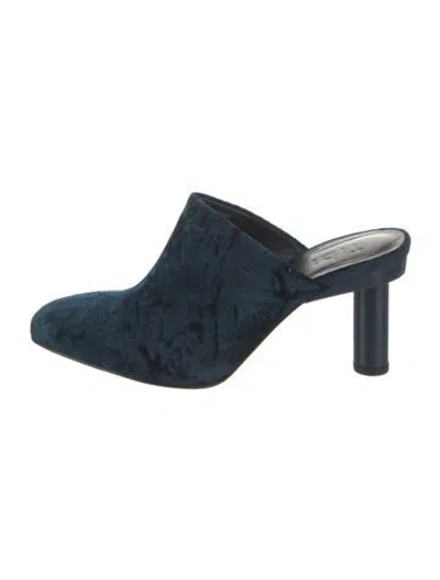 Pre-owned Tibi Velvet Cutout Accent Mules In Blue