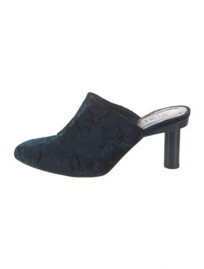 Pre-owned Tibi Velvet Cutout Accent Mules In Green