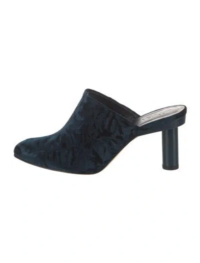 Pre-owned Tibi Velvet Cutout Accent Mules In Green