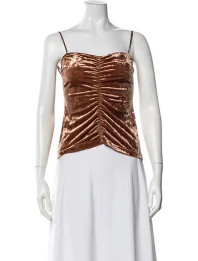 Pre-owned Tibi Velvet Square Neckline Top In Brown