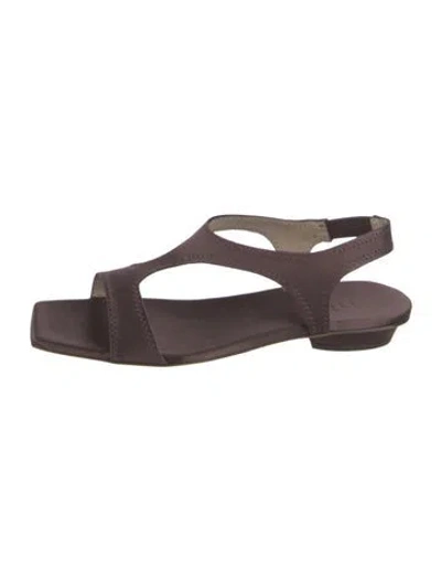 Pre-owned Tibi Velvet T-strap Sandals W/ Tags In Burgundy