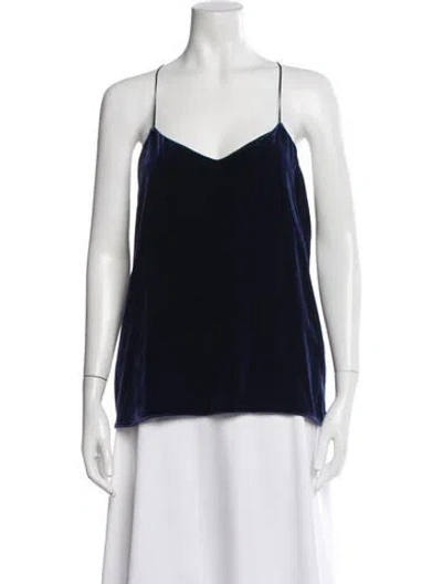 Pre-owned Tibi Velvet V-neck Top In Blue