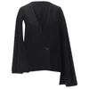 Tibi Virgin Wool Blend Asymmetric Cape Sleeve Button Blazer Jacket In Black