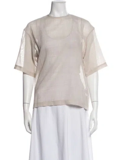 Pre-owned Tibi Virgin Wool Crew Neck Top In Neutrals