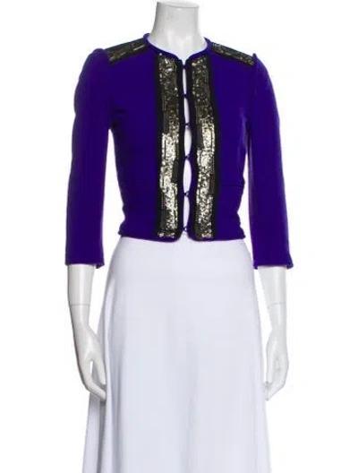 Pre-owned Tibi Virgin Wool Evening Jacket In Purple