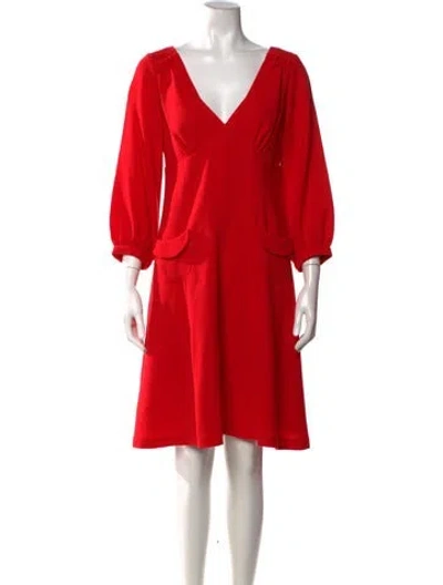 Pre-owned Tibi Virgin Wool Knee-length Dress In Red