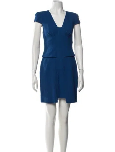 Pre-owned Tibi Virgin Wool Long Dress In Blue
