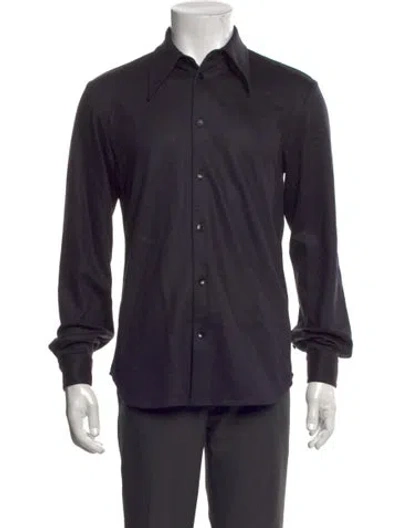 Pre-owned Tibi Virgin Wool Long Sleeve Shirt In Blue