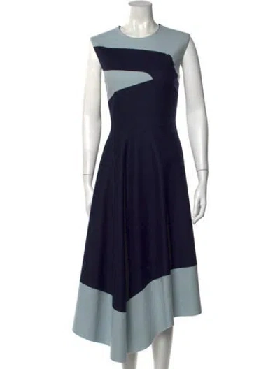 Pre-owned Tibi Virgin Wool Midi Length Dress In Blue