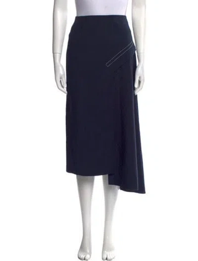 Pre-owned Tibi Virgin Wool Midi Length Skirt In Blue