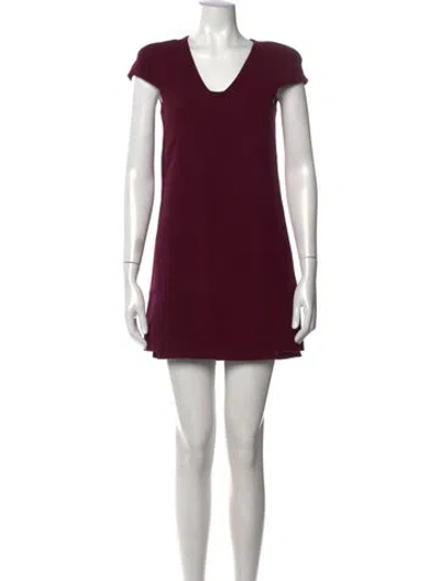 Pre-owned Tibi Virgin Wool Mini Dress In Burgundy