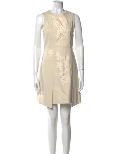 Pre-owned Tibi Virgin Wool Mini Dress In Neutral