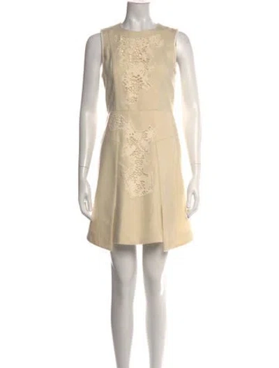 Pre-owned Tibi Virgin Wool Mini Dress In Neutrals