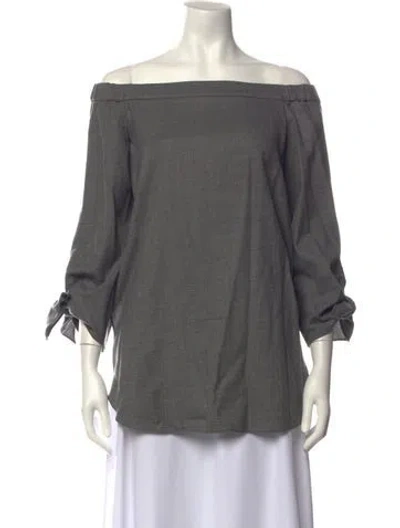 Pre-owned Tibi Virgin Wool Off-the-shoulder Top In Grey